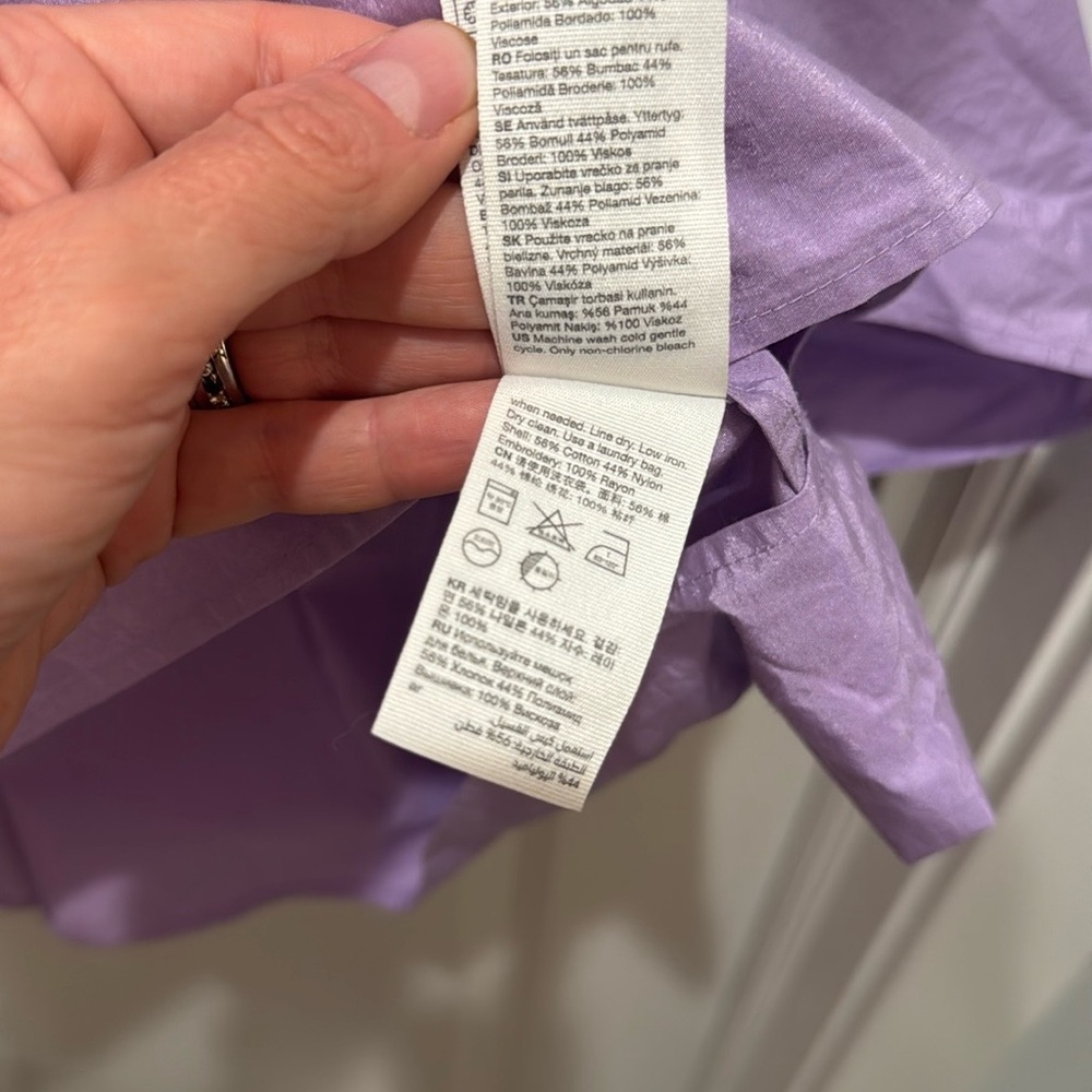 & Other Stories Purple Tiered Puff Sleeve Midi Dress Women’s 12 - Picture 9 of 14